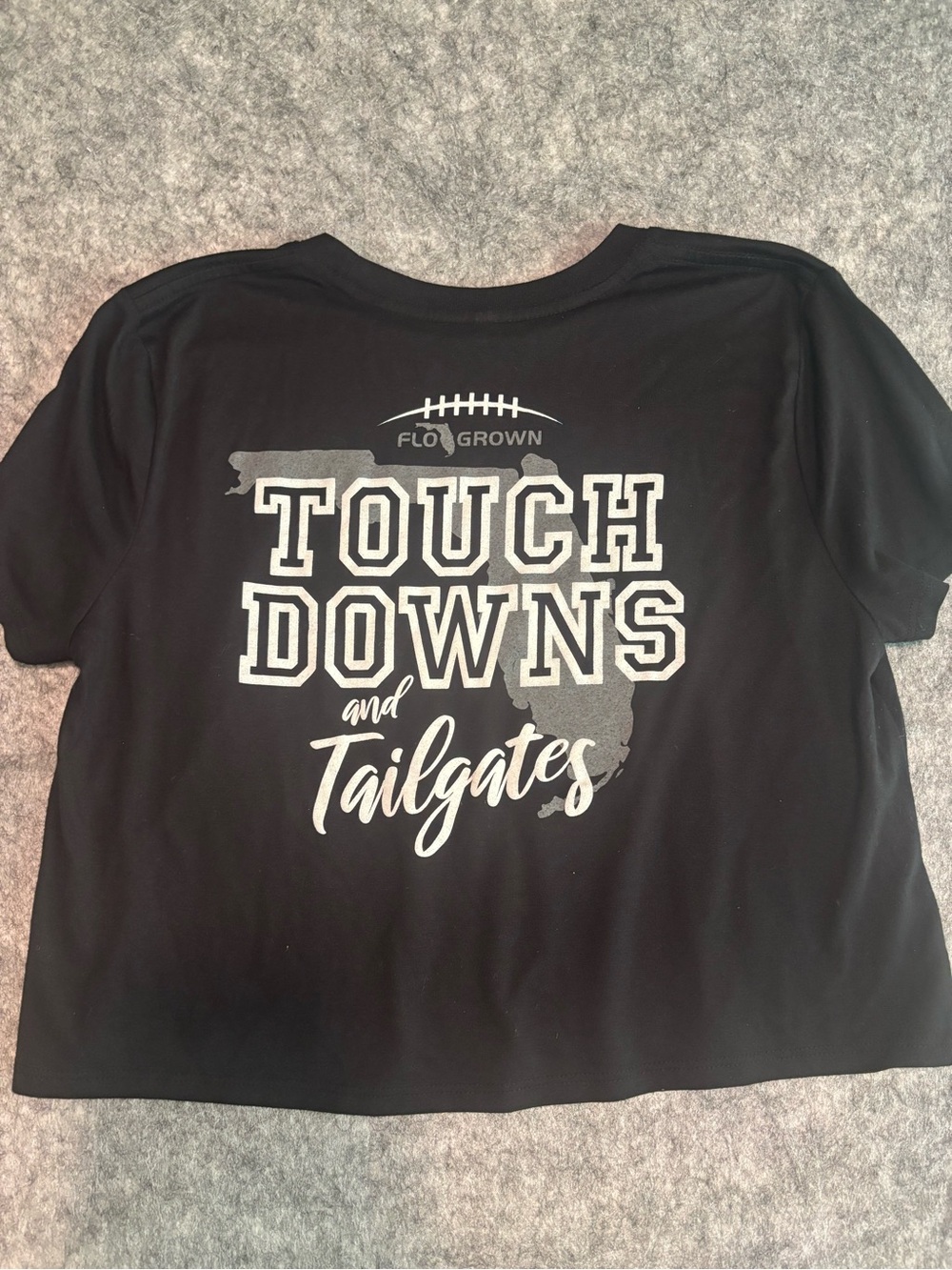 Flo Grown Touchdowns and Tailgates Black Graphic Tee